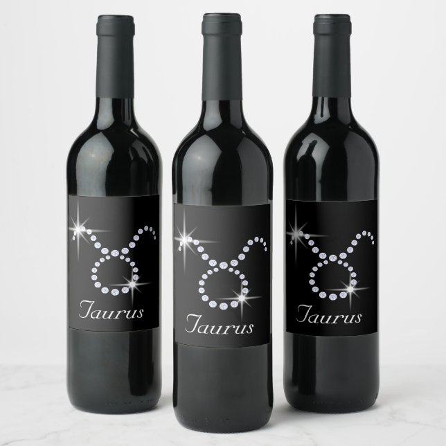 Étiquette Pour Bouteilles De Vin SYMBOLE DU Taurus Diamant Étincelant (Bouteilles)