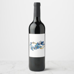 Étiquette Pour Bouteilles De Vin Symbole infini de papillons Morpho bleus