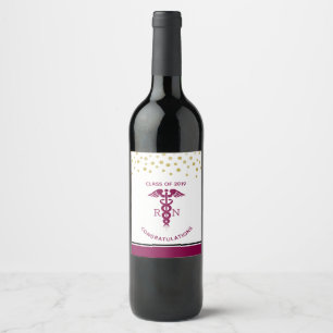 Étiquette Pour Bouteilles De Vin Symbole Médicale simple Red Caduceus Nurse