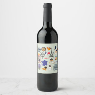 Étiquette Pour Bouteilles De Vin Symboles de la France