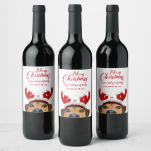 Étiquette Pour Bouteilles De Vin Sympa Christmas Chien Reindeer Antler Headband