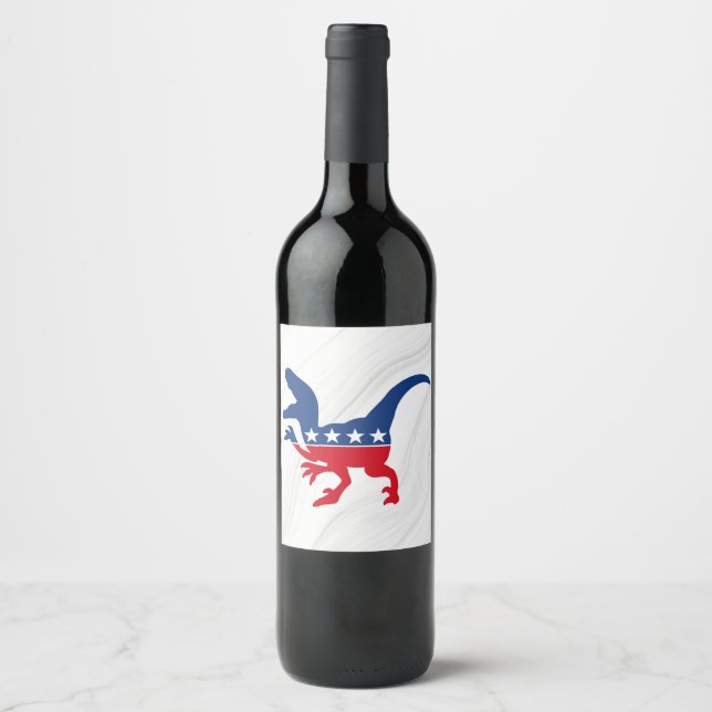 Étiquette Pour Bouteilles De Vin T-Rex patriotique anti-politique (Devant)
