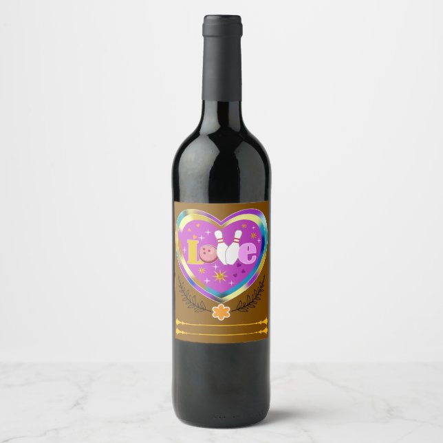 Étiquette Pour Bouteilles De Vin T-Shirt de bowling (Devant)