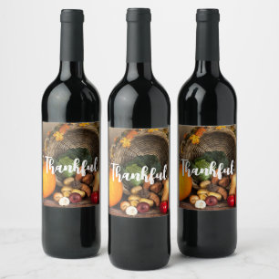 Étiquette Pour Bouteilles De Vin Table rustique de Thanksgiving Récolte abondante