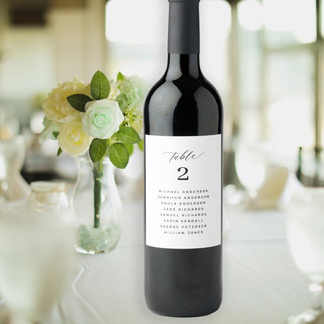 Étiquette Pour Bouteilles De Vin Tableau des sièges mariages nom des invités numéro (Créateur téléchargé)