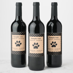Étiquette Pour Bouteilles De Vin Taches pêche abricot sur fond noir