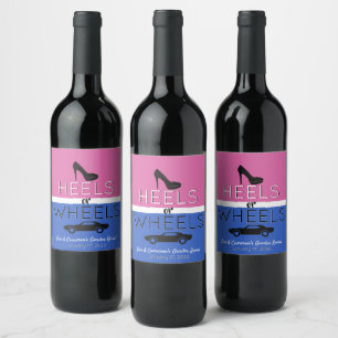 Étiquette Pour Bouteilles De Vin Talons ou roues rose Talon bleu Révélation de genr