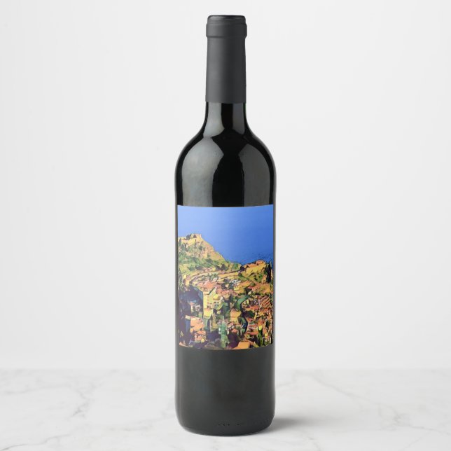 Étiquette Pour Bouteilles De Vin TAORMINE - Sicile - (Devant)
