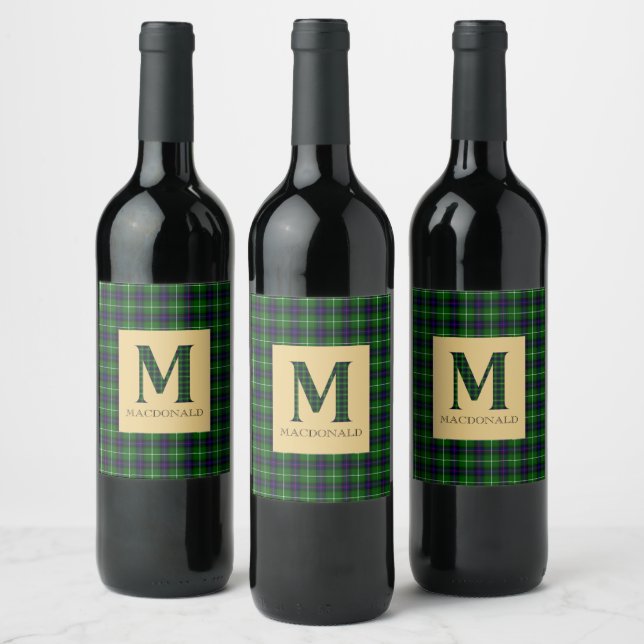 Étiquette Pour Bouteilles De Vin Tartan MacDonald Monogramme M  (Bouteilles)