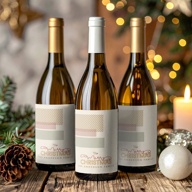 Étiquette Pour Bouteilles De Vin Tartan Twill Merry Christmas Red Green ID1141A (Créateur téléchargé)