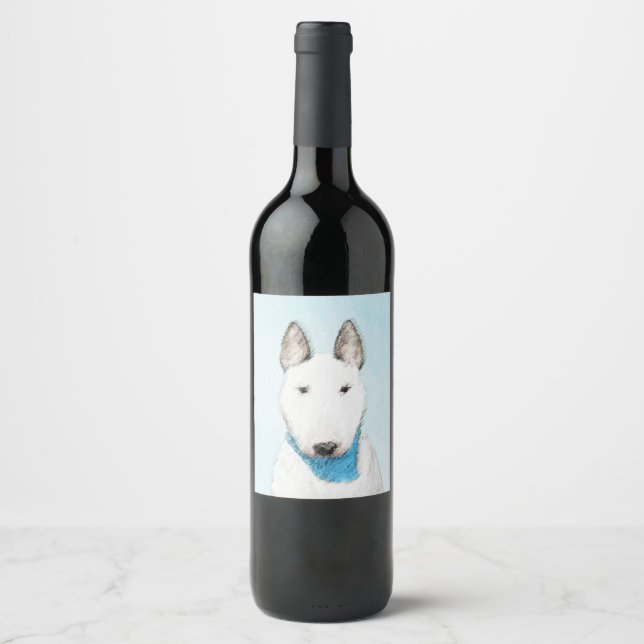 Étiquette Pour Bouteilles De Vin Taureau Terrier - Cute Original Chien Art (Devant)
