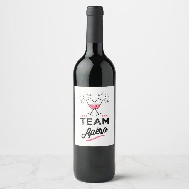 Étiquette Pour Bouteilles De Vin Team apero Femme (Devant)