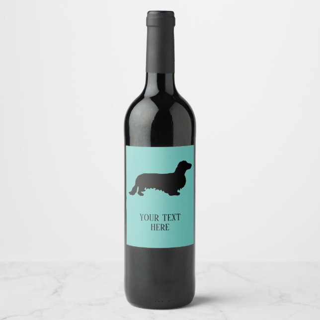 Étiquette Pour Bouteilles De Vin Teckel à longs poils - Silhouette 1 (Devant)