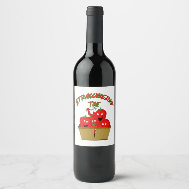 Étiquette Pour Bouteilles De Vin Temps de la fraise ! (Devant)