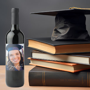 Étiquette Pour Bouteilles De Vin Tendance Graduation Photo Parti personnalisé