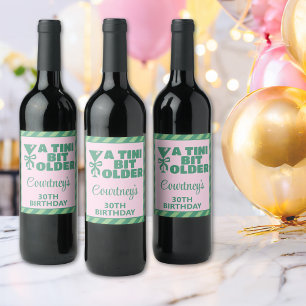 Étiquette Pour Bouteilles De Vin Tendy Rose & Vert Un Tini Bit Ancien 30e anniversa