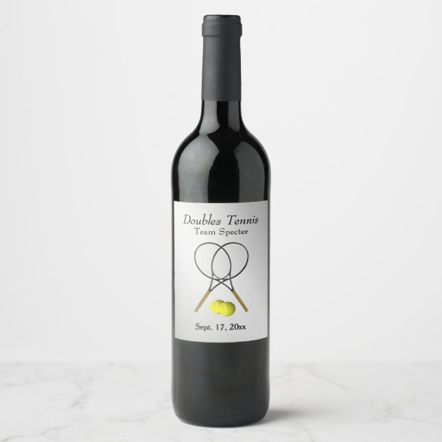 Étiquette Pour Bouteilles De Vin Tennis Custom Silver (Devant)