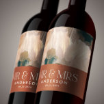 Étiquette Pour Bouteilles De Vin Terracotta turquoise M. Mme Merci mariage peint<br><div class="desc">Terracotta turquoise moderne M & Mme moderne abstrait moderne mariage de mariage Merci cadeau faveur autocollant design.</div>