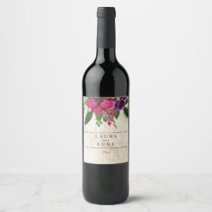 Étiquette Pour Bouteilles De Vin Terre, Cranberry-Plum Floral