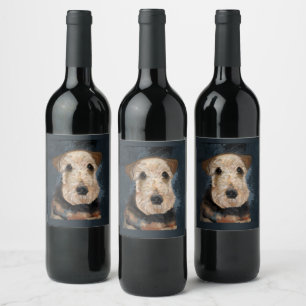 ÉTIQUETTE POUR BOUTEILLES DE VIN TERRIER AIREDALE