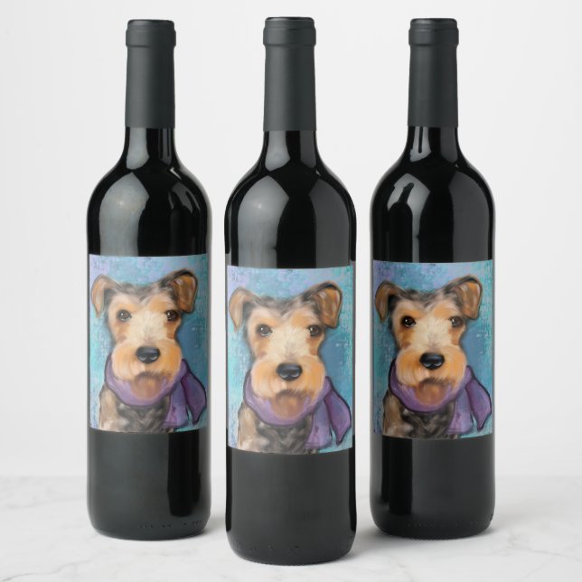 Étiquette Pour Bouteilles De Vin Terrier Airedale (Bouteilles)