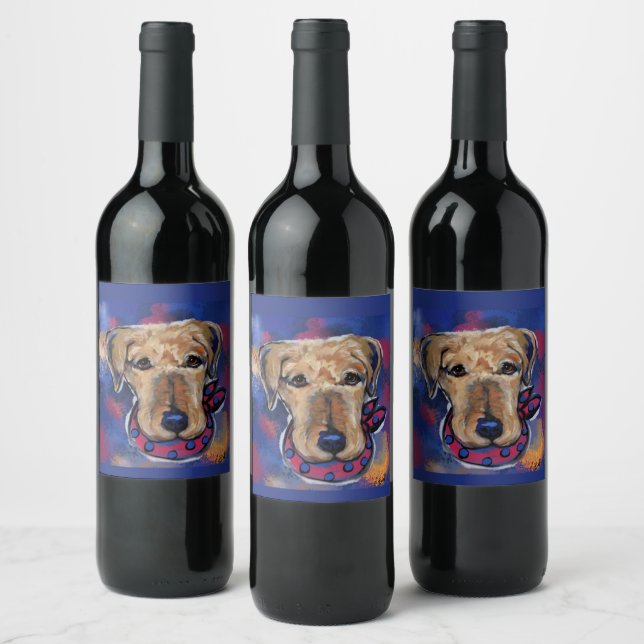Étiquette Pour Bouteilles De Vin Térriers Airedale   (Bouteilles)