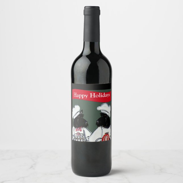 Étiquette Pour Bouteilles De Vin Térriers Écossais      (Devant)