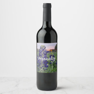 Étiquette Pour Bouteilles De Vin Texas Bluebonnet Farm Sunset