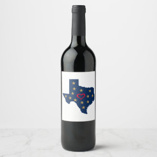 Étiquette Pour Bouteilles De Vin Texas Love and Shining Stars in the Lone Star Stat