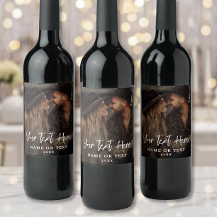 Étiquette Pour Bouteilles De Vin Texte de script personnalisé Photo verticale