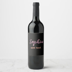 Étiquette Pour Bouteilles De Vin texte élégant noir nom ajouté violet patronne fill