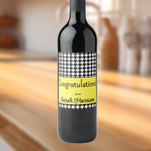 Étiquette Pour Bouteilles De Vin Texte personnalisé, Félicitations Houndstooth Jaun