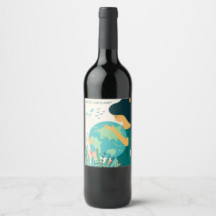 Étiquette Pour Bouteilles De Vin Texte personnalisé Planète Terre Mère