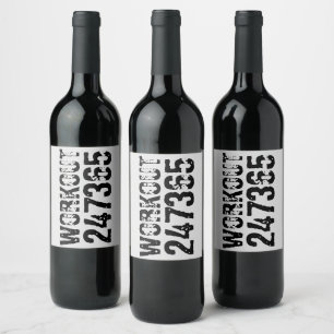 Étiquette Pour Bouteilles De Vin Texte usé et rayé Workout 247365 noir