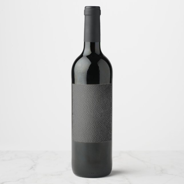 Étiquette Pour Bouteilles De Vin Texture en cuir noir (Devant)