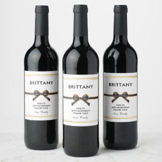Étiquette Pour Bouteilles De Vin Thank you Elegant black and white Wine label