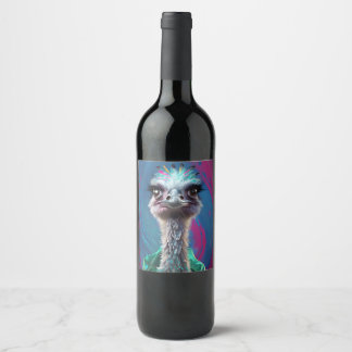 Étiquette Pour Bouteilles De Vin Thème autruche
