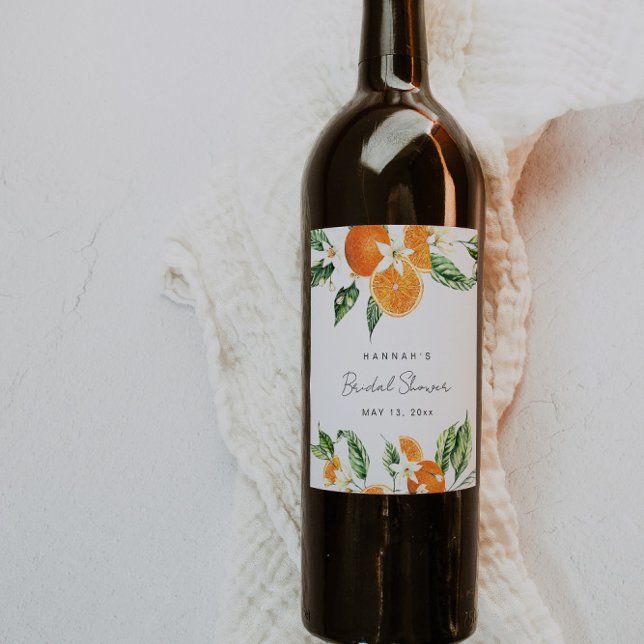 Étiquette Pour Bouteilles De Vin Thème de mariage Citrus Shower  (Créateur téléchargé)