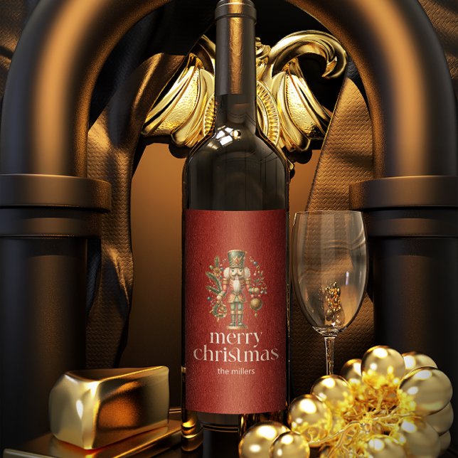 Étiquette Pour Bouteilles De Vin Thème de Noël Casse-Noisette Typographie rétro (Créateur téléchargé)