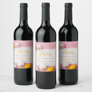 Étiquette Pour Bouteilles De Vin Thème floral rose pour la douche de la mariée