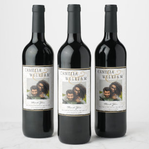 Étiquette Pour Bouteilles De Vin Thème Mariage Cravate noire Vintage Gold Damask