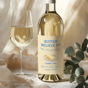 Étiquette Pour Bouteilles De Vin Thème Rustique Beurre Jaune Bleu Baby Shower