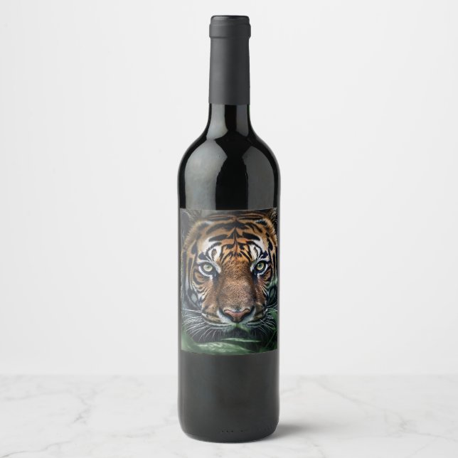 Étiquette Pour Bouteilles De Vin Tigre du Bengale (Devant)