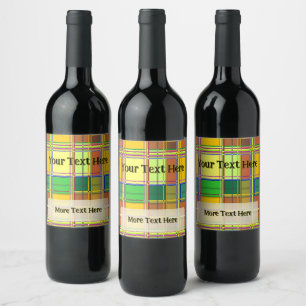 Étiquette Pour Bouteilles De Vin Tissu coloré des Caraïbes Madras Tartan
