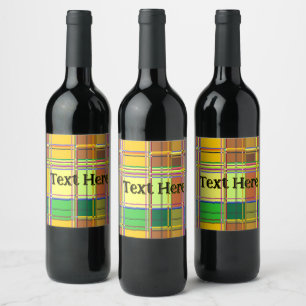 Étiquette Pour Bouteilles De Vin Tissu Coloré Madras Tartan des Caraïbes