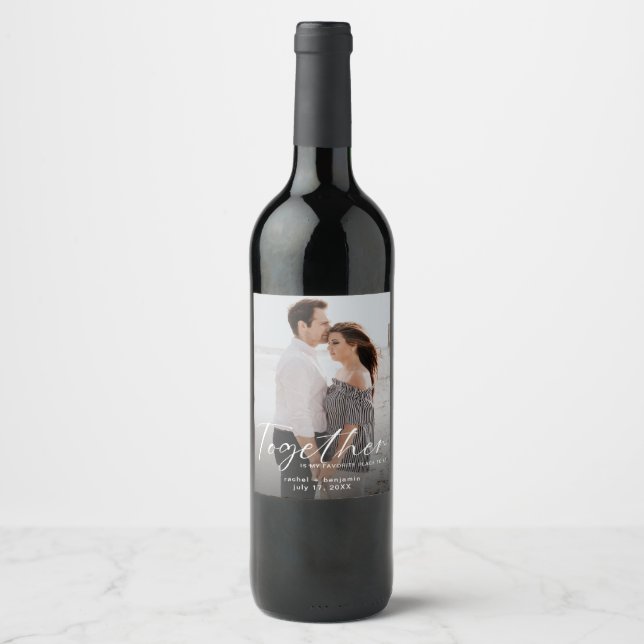Étiquette Pour Bouteilles De Vin Together is my Favorite Place Photo Engagement  (Devant)
