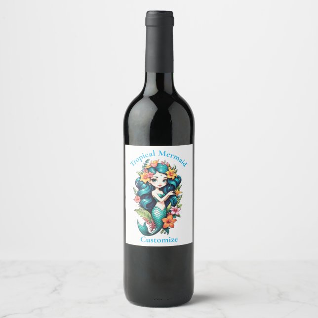 Étiquette Pour Bouteilles De Vin Tonnerre de sirène tropicale (Devant)