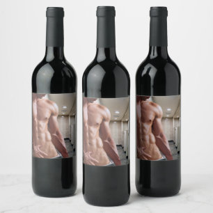 Étiquette Pour Bouteilles De Vin Torse d'homme musclé torse nu sixpack de SlipperyJ