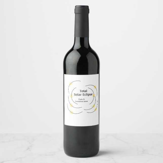 Étiquette Pour Bouteilles De Vin Total éclipse solaire ajouter la date emplacement  (Devant)
