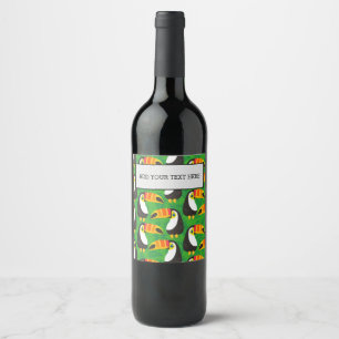 Étiquette Pour Bouteilles De Vin Toucan Bird Beak Vert Feuilles Animaux tropicaux
